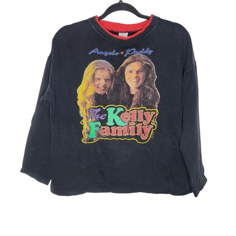 Vintage 80s The Kelly Family Band Womens Crop Graphic Crewneck Sweatshirt Size M